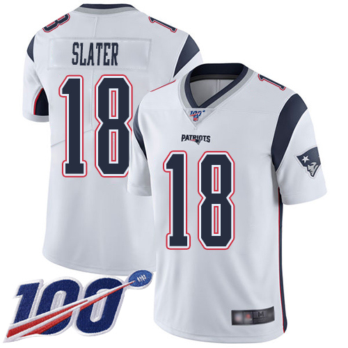 New England Patriots Football #18 100th Season Limited White Men Matthew Slater Road NFL Jersey->new england patriots->NFL Jersey